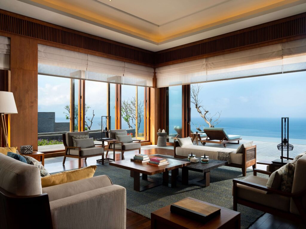 One of the spacious suites at the Six Senses Uluwatu in Bali