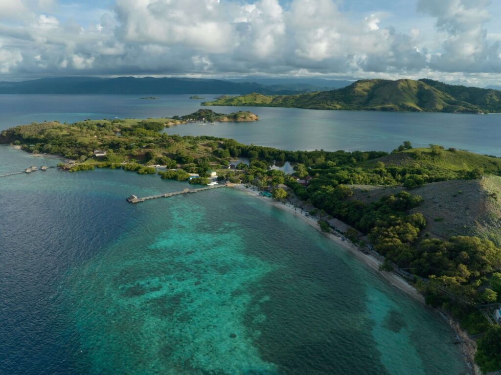 An aerial view of Sudamala Seraya in the Komodo Islands