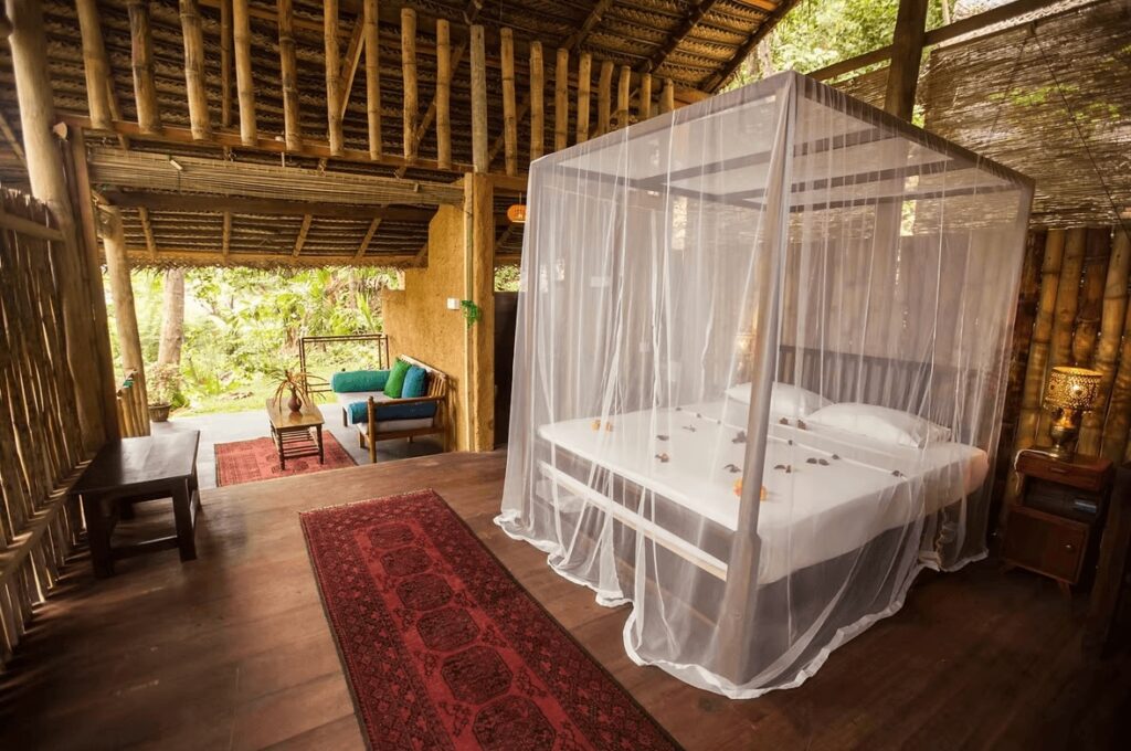 A rustic room at Talalla Retreat - an eco-friendly resort in Tangalle 