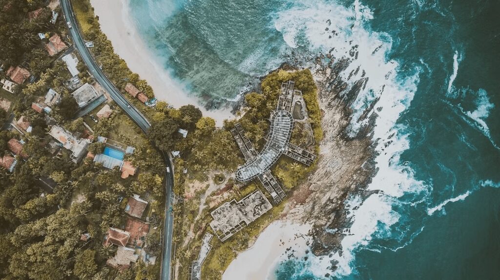 Surfing Sri Lanka: A bird's eye view of a coastline in Sri Lanka