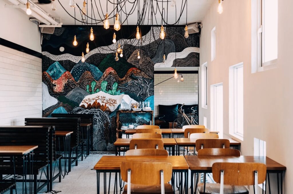 An art-adorned wall at Ocean Day By Day - a surf-inspired hotel near Jialeshui in Taiwan