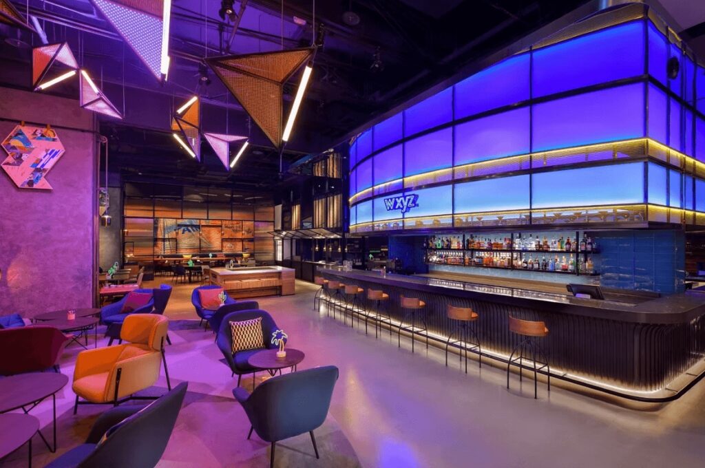 A stylish bar at Aloft Tainan Anping - a good base for surfing Yuguangdao