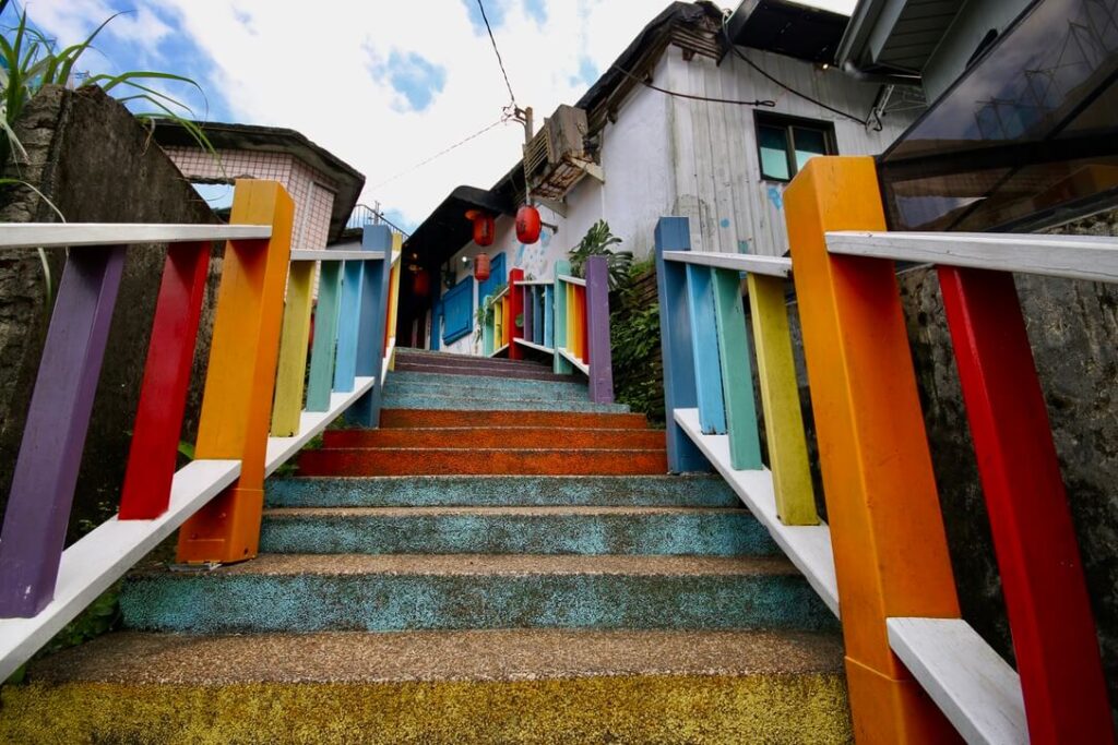 Rainbow steps in Qitang Village, Taiwan