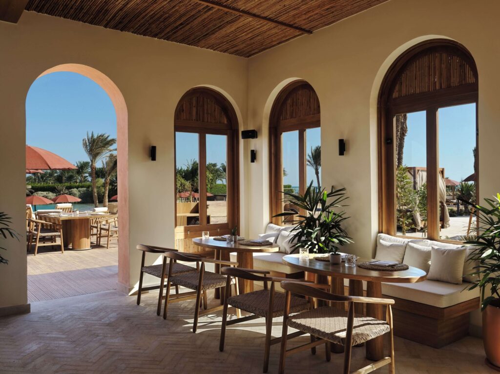 One of the stylish dining spaces at The Chedi El Gouna