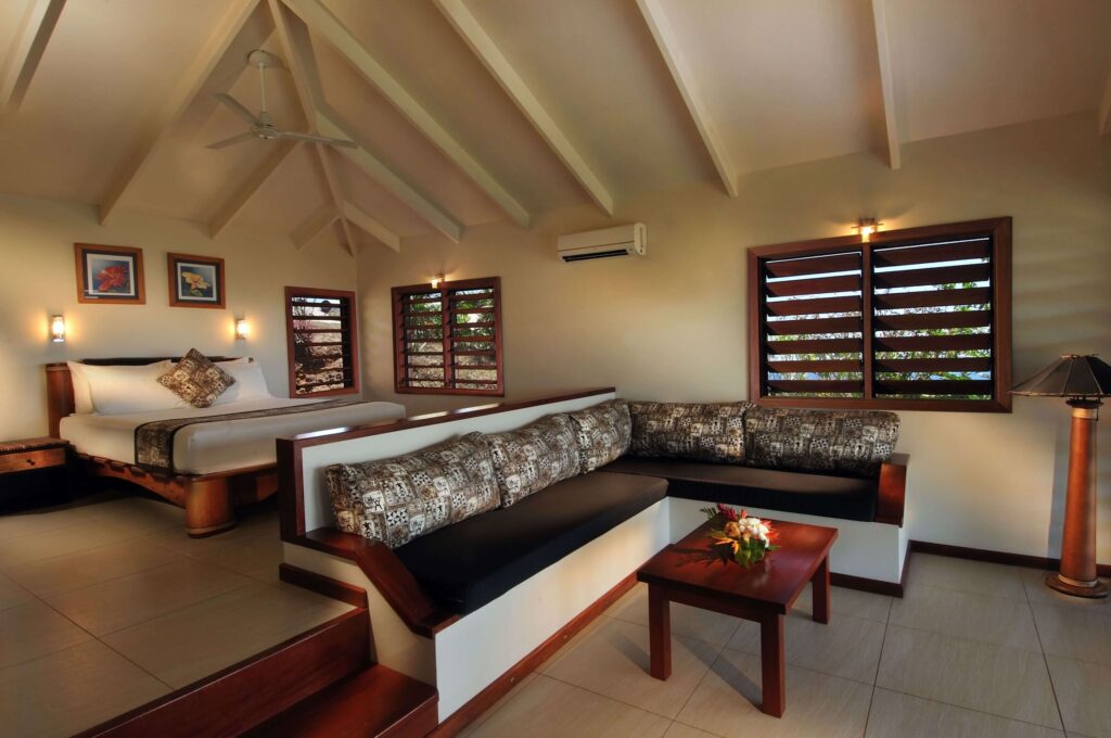 Inside one of the spacious villas at Volivoli Beach Resort in Fiji