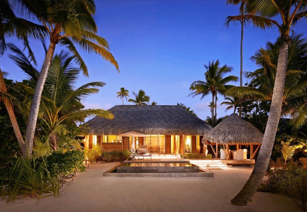 One of the luxurious villas at The Brando, an eco-dive resort in French Polynesia