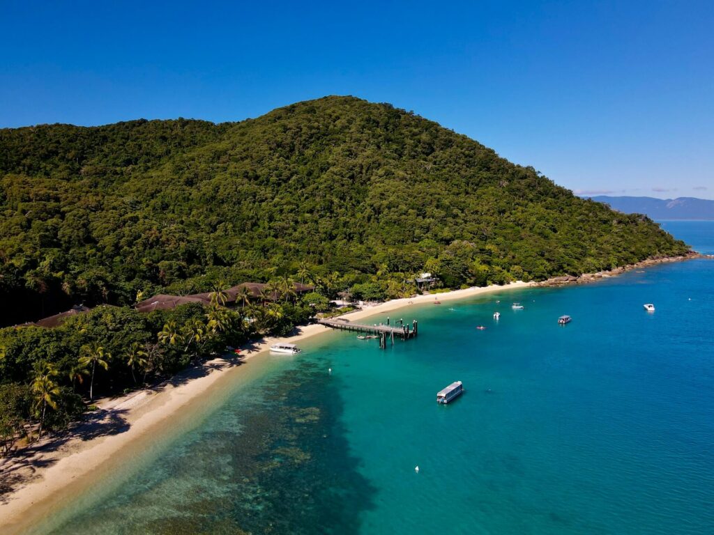An aerial view of Fitzroy Island, part of Australia's Great Barrier Reef