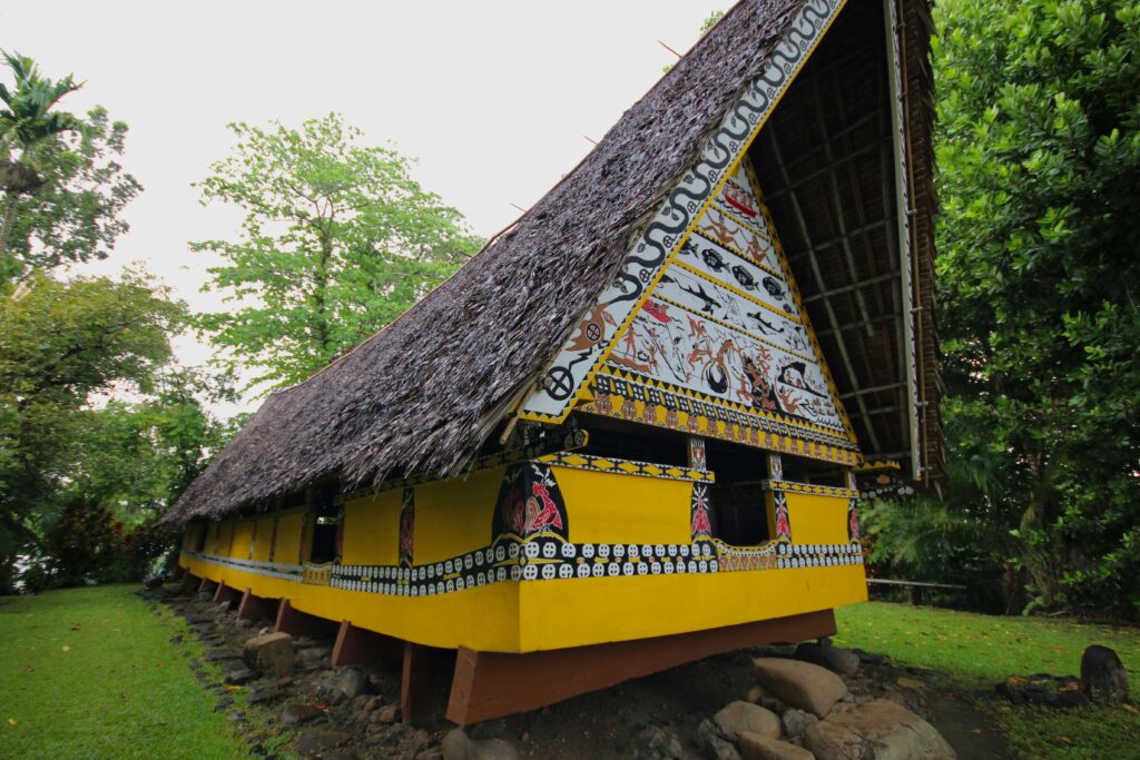 A traditional bai (men's meeting house) at the Belau National Museum in Koror