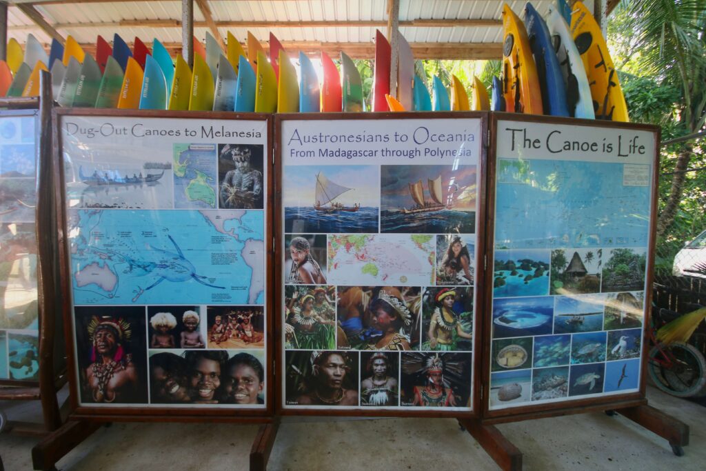 Information boards at Paddling Palau's base in Koror