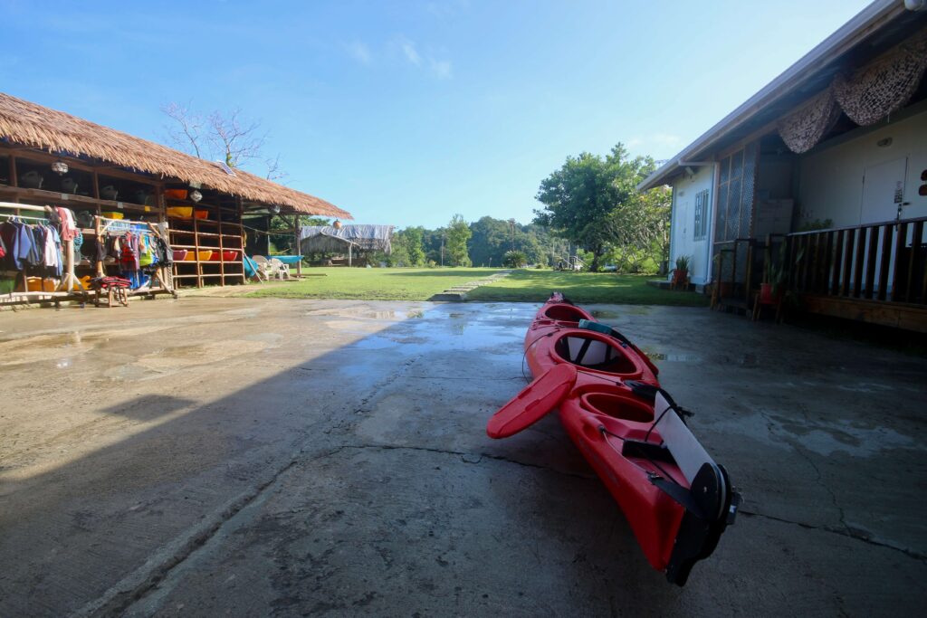 A kayak at Paddling Palau's base in Koror